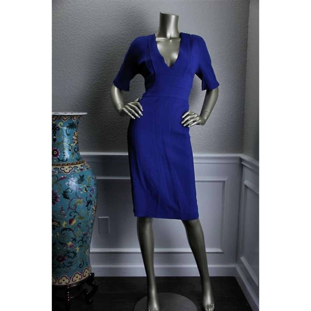 NWT NARCISO RODRIGUEZ Stretchy Bright Blue Fitted Dress 10 - Picture 3 of 7